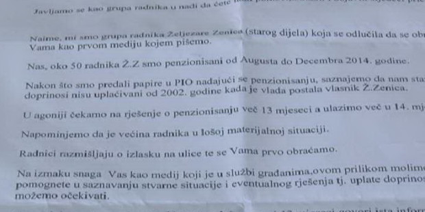 ŽZ-Traži se rješenje za penzionisanje