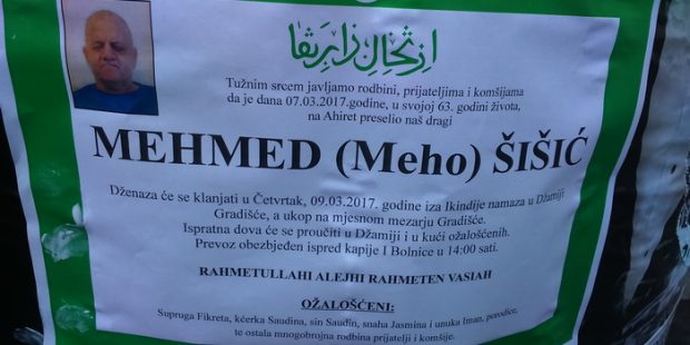 Preminuo Mehmed Šišić,dugogodišnji predsjednik ODB-a