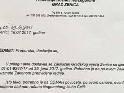 Gradonačelnik Zenice: Sagledati mogućnost otpisa dugova za NK Čelik