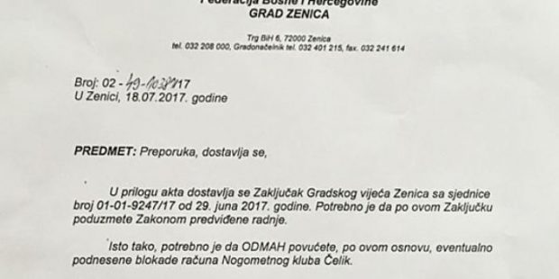 Gradonačelnik Zenice: Sagledati mogućnost otpisa dugova za NK Čelik