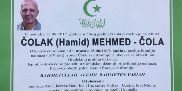 Zauvijek nas je napustio naš Mehmed Čolak-Čola